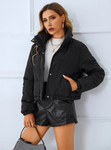 Solid Color Turtleneck Zipper Coat