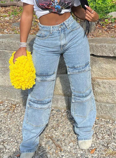 Pocket Stitching Slim Jeans