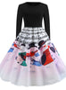 Christmas Note Printed Long Sleeve Dress