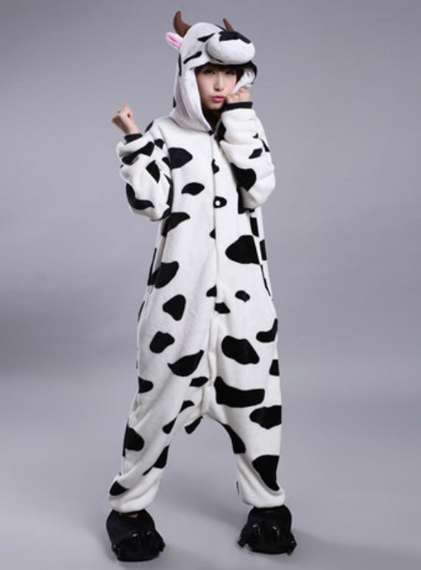 Flannel For Cow Cartoon Animal Conjoined Pajamas