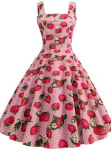 Strawberry Print Straps Dress