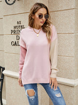 Color Contrast Hooded Sweater