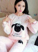 Sheep Pyjamas Sets Thick Warm Coral Velvet Suit