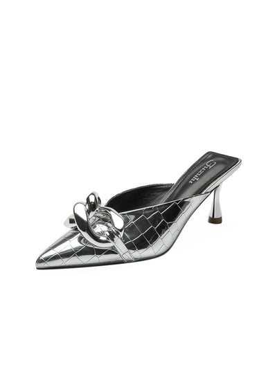 Silver Chain Pointed Baotou Sandals Slippers