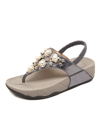 Rhinestone Beaded Sponge Cake Bottom Sandal