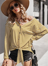 Women Striped Cardigan Shirt