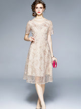 Heavy Mesh Embroidered Lace Dress