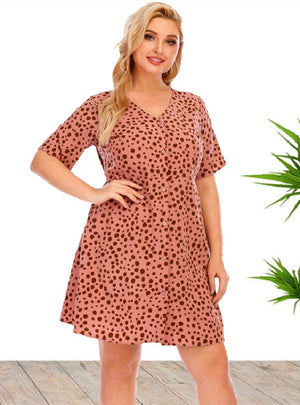 Short Sleeve Printed Mini Dress