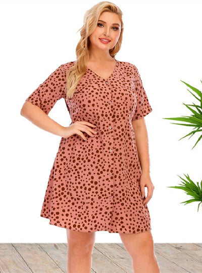 Short Sleeve Printed Mini Dress