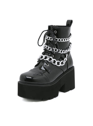 Round-headed Thick-soled Chain Booties