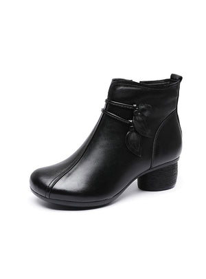 Women's Short  Leather Retro Martin Thick Boots