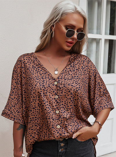 Short-sleeved Casual Floral Blouse