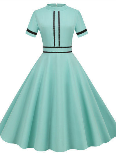 Women Retro Short Sleeve Dress