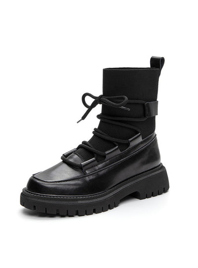 Strapped Motorcycle Boots Thick-soled Booties