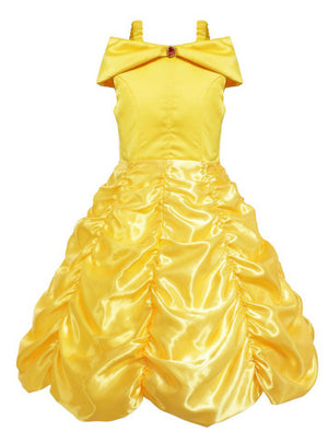 Girls Princess Belle Dress Kids Yellow Party Dress