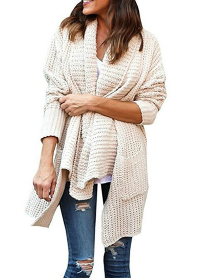 Sweater Cardigan Loose Irregular Lapel Double Bag