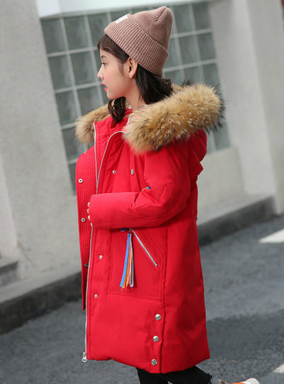Children's Down Coat Girl's Middle Long Coat