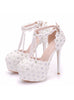 White Lace Beaded Bridal Shoes