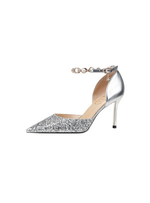 Sparkling Thin-heeled Pearl Crystal Shoes