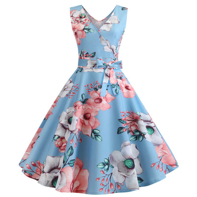 Sexy Sleeveless V-neck Print Dress