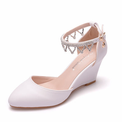 Pointed Wedge Tassel Rhinestone Sandals