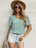 Printed Short-sleeved V-neck Pullover Shirt