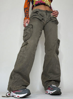 Multi-pocket Straight Low Waist Jeans