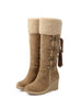 Scrub Plush Snow Boots Women Wedges Knee Boots