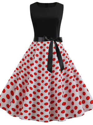 Retro Sleeveless Sexy Polka Dot Print Dress