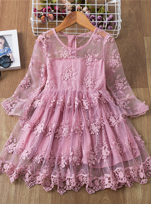 Princess Lace Long Sleeve Girls Dress