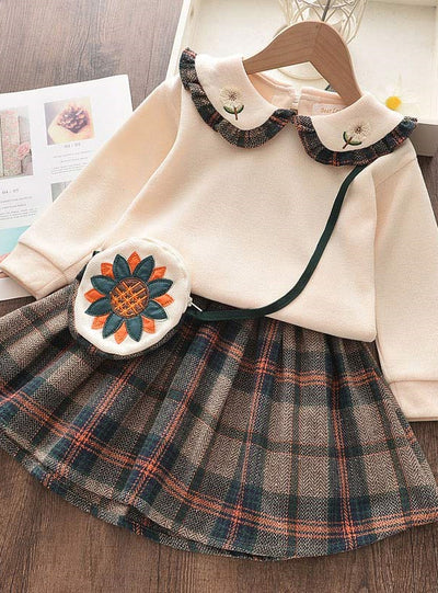 Plaid Pleated Princess Skirt Two-piece Suit