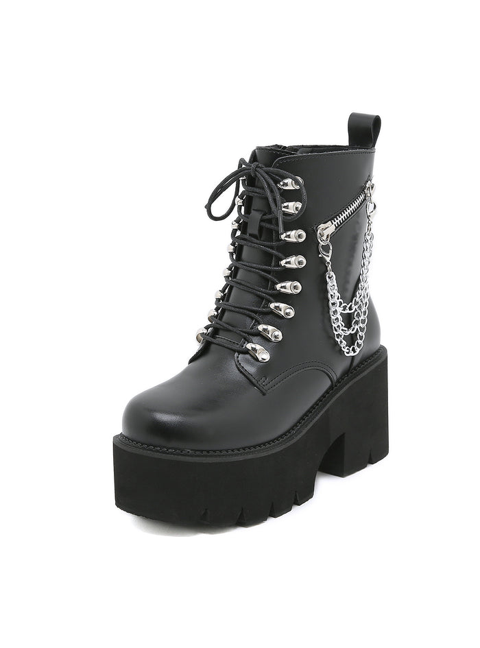 Thick-soled Chain Martin Middle Boots
