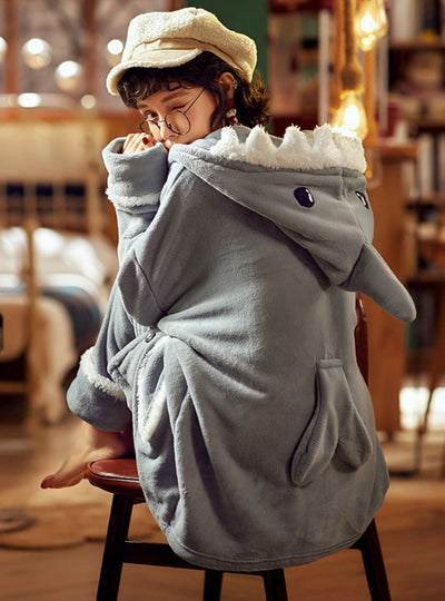 Coral Velvet Two-piece Suit Elephant Hooded