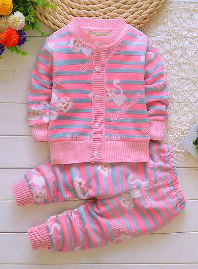 Kids Thick Warm Clothes Set Infant Plus Velvet