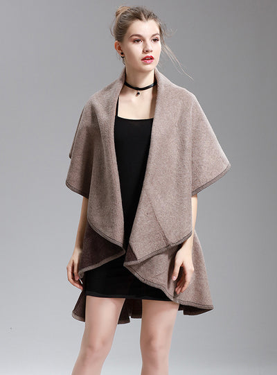 Long Knitted Cardigan Woolen Large Lapel Shawl
