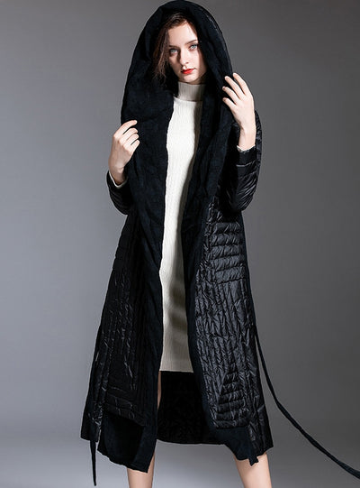 Thin Thin Slim Stitching Hooded Down Coat