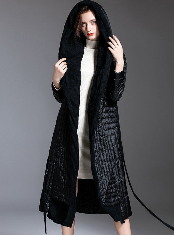 Thin Thin Slim Stitching Hooded Down Coat