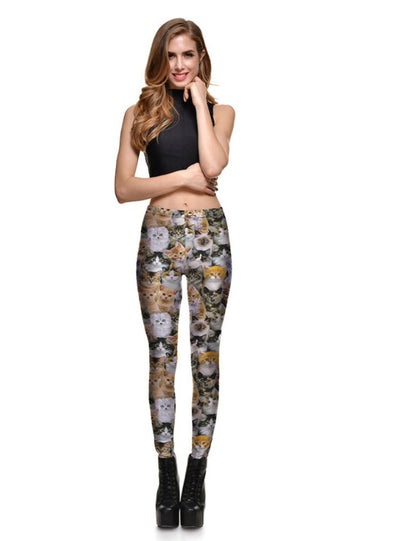 Cats Leggings Digital Print Pants Trousers 