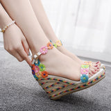 Colored Lace Wedges Heel Sandals
