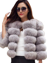 Fur Coat Elegant Thick Warm Outerwear Fake Fur