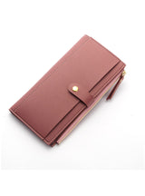 Women Wallet PU Leather Long Solid Zipper Wallet
