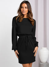 Fashion Slanted Shoulders and Round Neck Dress