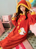 Red Rabbit Long Sleeve Hooded Coral Fleece Bathrobe