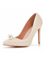 11 CM Thin Heel Pointed Pearls Shoes
