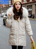 Womens Winter Jackets Casual Fur Collar Hooded Jacket