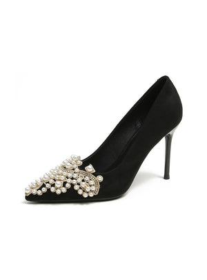 Pointed Pearl Crystal High-heeled Shoes