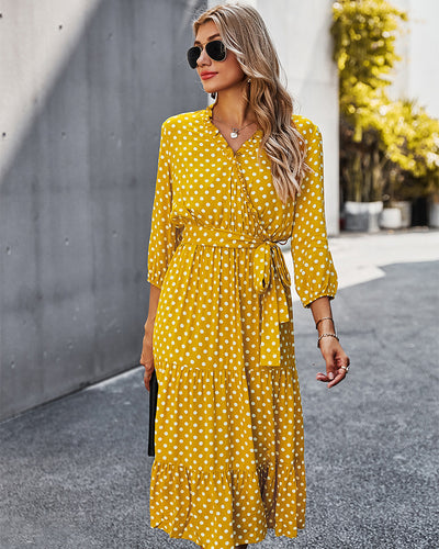 Wave Point Short Sleeve Print Dress