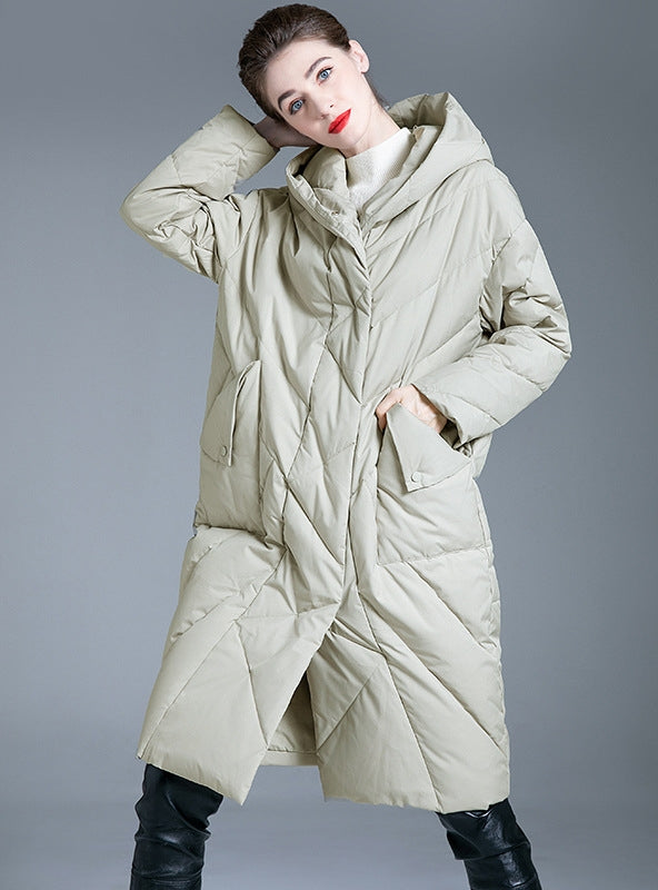 Thickened Profile Loose Plus Size White Duck Down Jacket