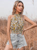 Sleeveless Halter Vest Floral T-Shirt