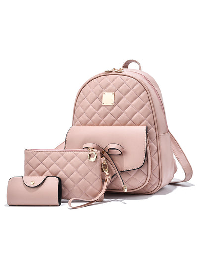 Bow Shoulder Bag Rhombic Backpack Set